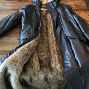 Long faux fur lined heavy coat